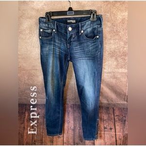 Express Womens‎ Blue Stella Regular Fit Low Rise Ankle Zip Jeans Size 2-EUC